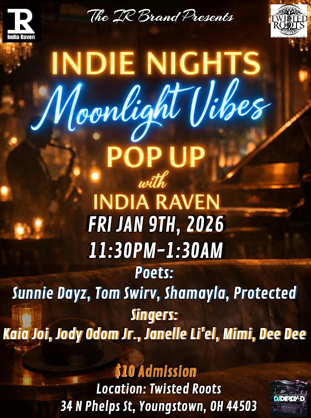 Indie Nights Moonlight Vibes Pop Up with India Raven at Twised Roots