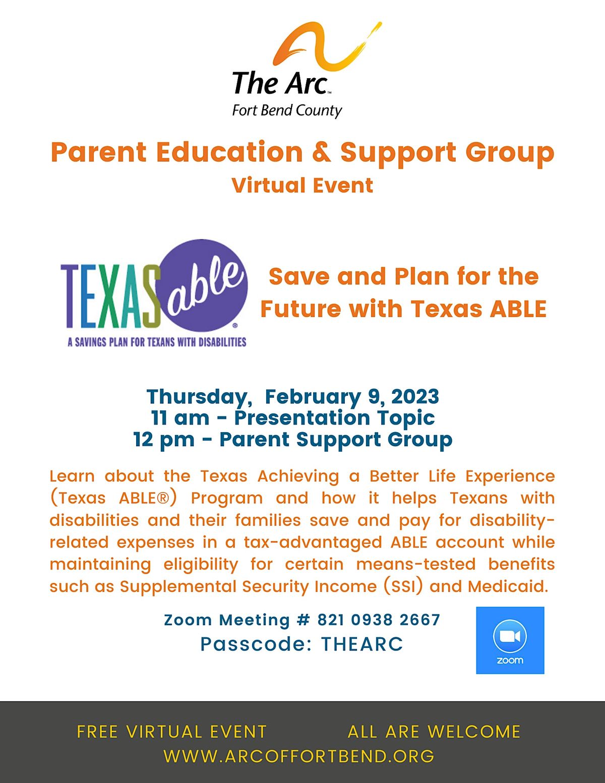 Texas ABLE Accounts Virtual Presentation, February 9 2023 Online Event AllEvents.in