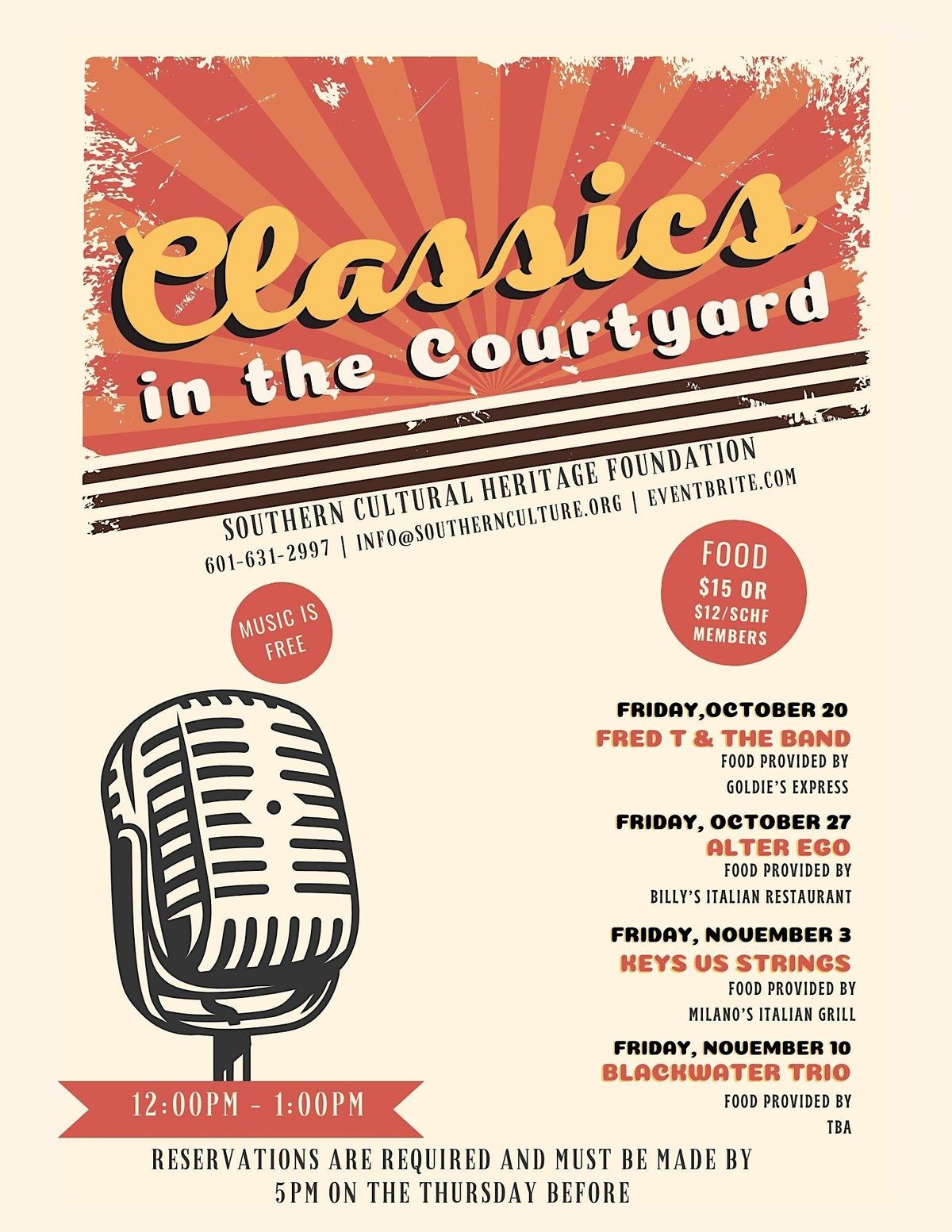 Classics in the Courtyard 10/27, Southern Cultural Heritage Foundation