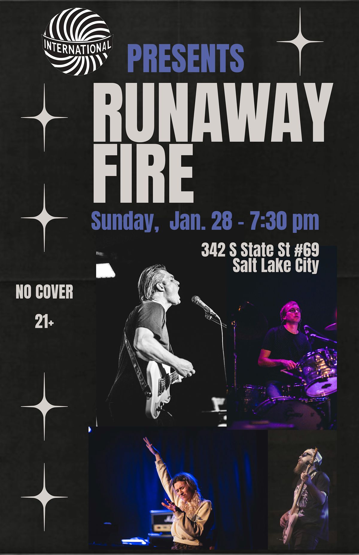 Runaway Events Runaway Fire, International Artist Lounge, Salt Lake City, 28 January ...