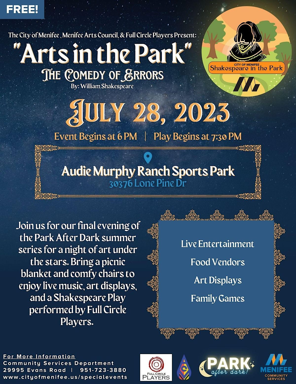 Menifee, CA Art & Theatre Events Tickets