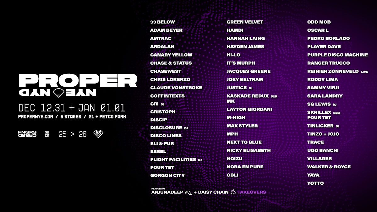 Proper NYE/NYD (21+) - 2 Day Pass - with Four Tet, Skrillex, Chase & Status, and more, 31 December | AllEvents