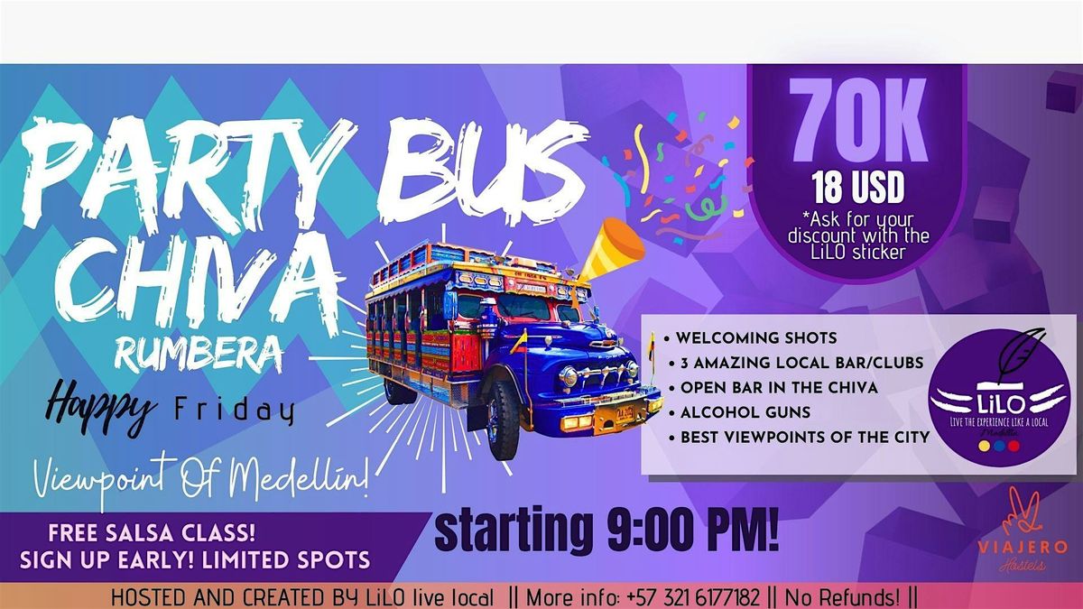 Chiva Party Bus with LiLO (Viajero Rooftop) | Event in Medellín | AllEvents