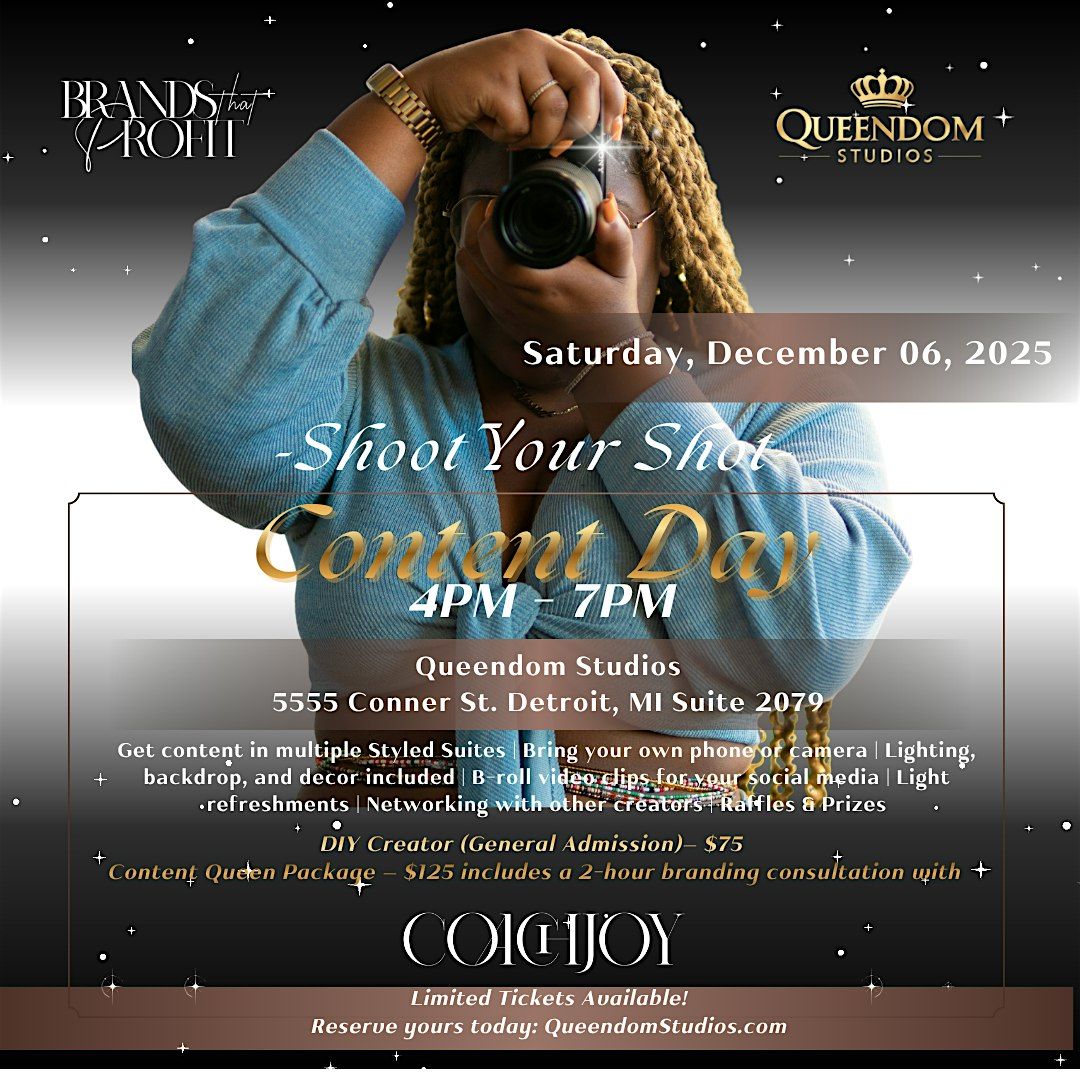 Shoot Your Shot Content Day, 6 December | Event in Detroit | AllEvents