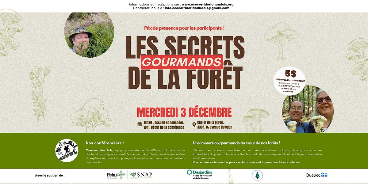 LES SECRETS GOURMANDS DE LA FORÊT, 3 December | Event in Rawdon | AllEvents