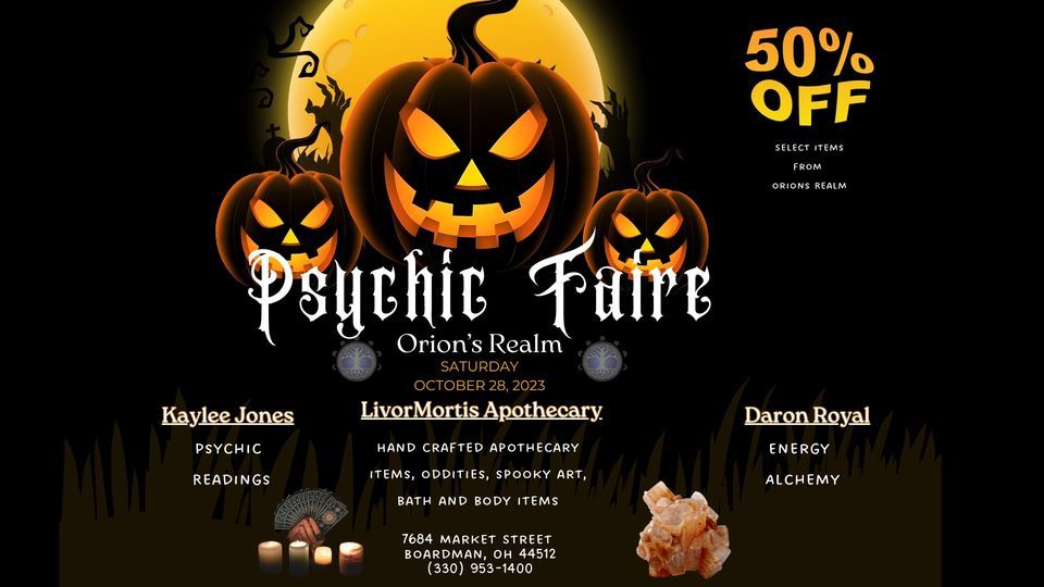 Halloween Psychic Fair, Orion’s Realm, Youngstown, 28 October 2023