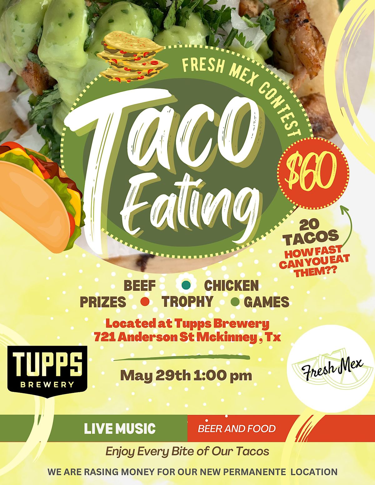 1st Annual Fresh Mex Taco Eating Contest TUPPS Brewery McKinney May