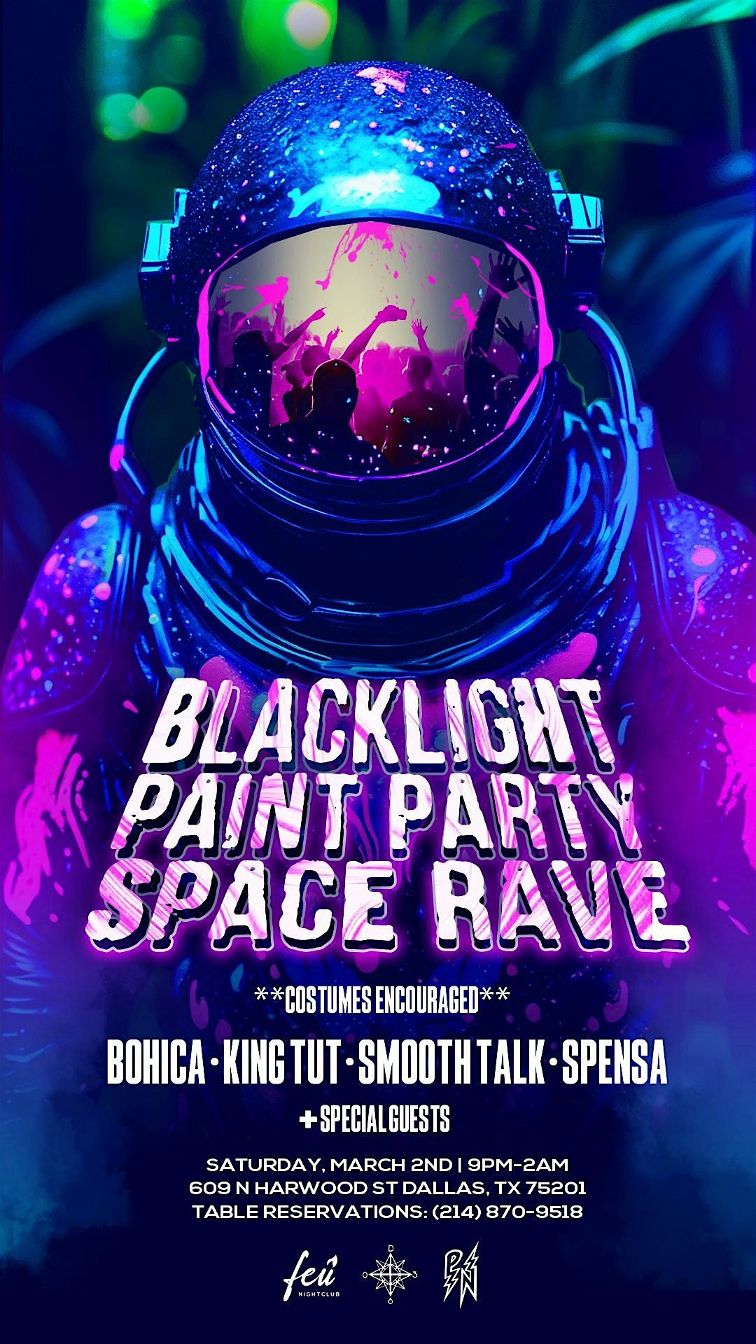 Blacklight Paint Party Space Rave, Feu Nightclub, North Harwood Street ...
