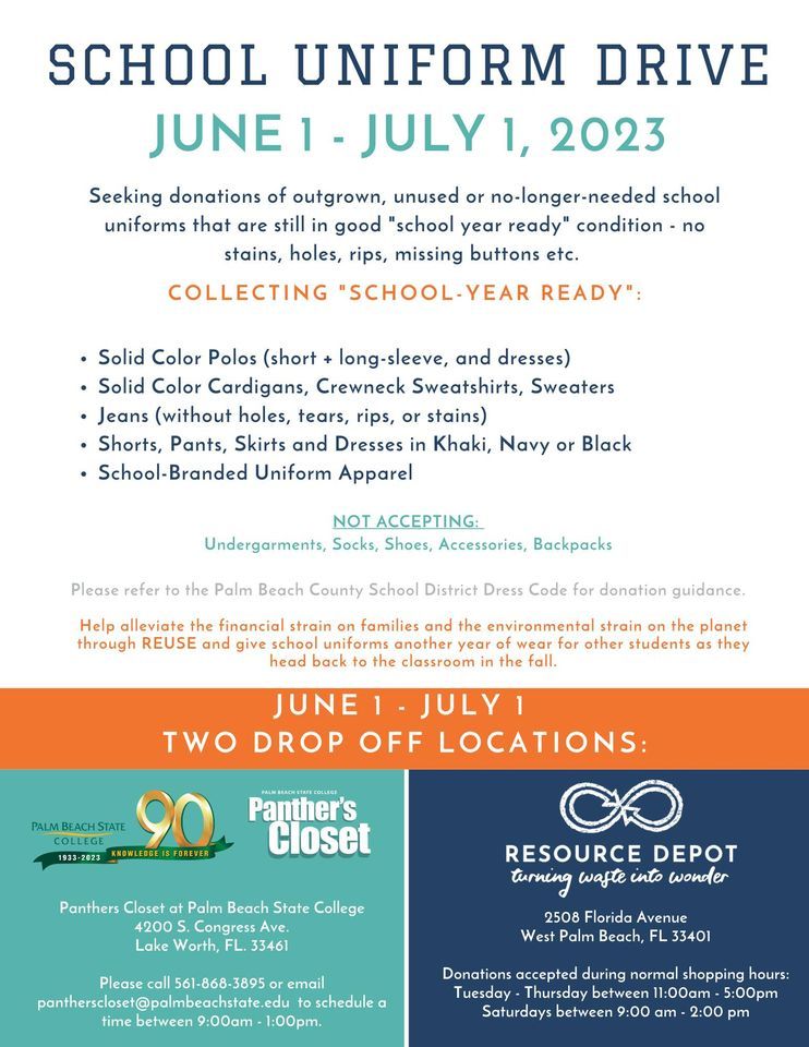 School Uniform Drive, Resource Depot, Greenacres City, 1 June 2023