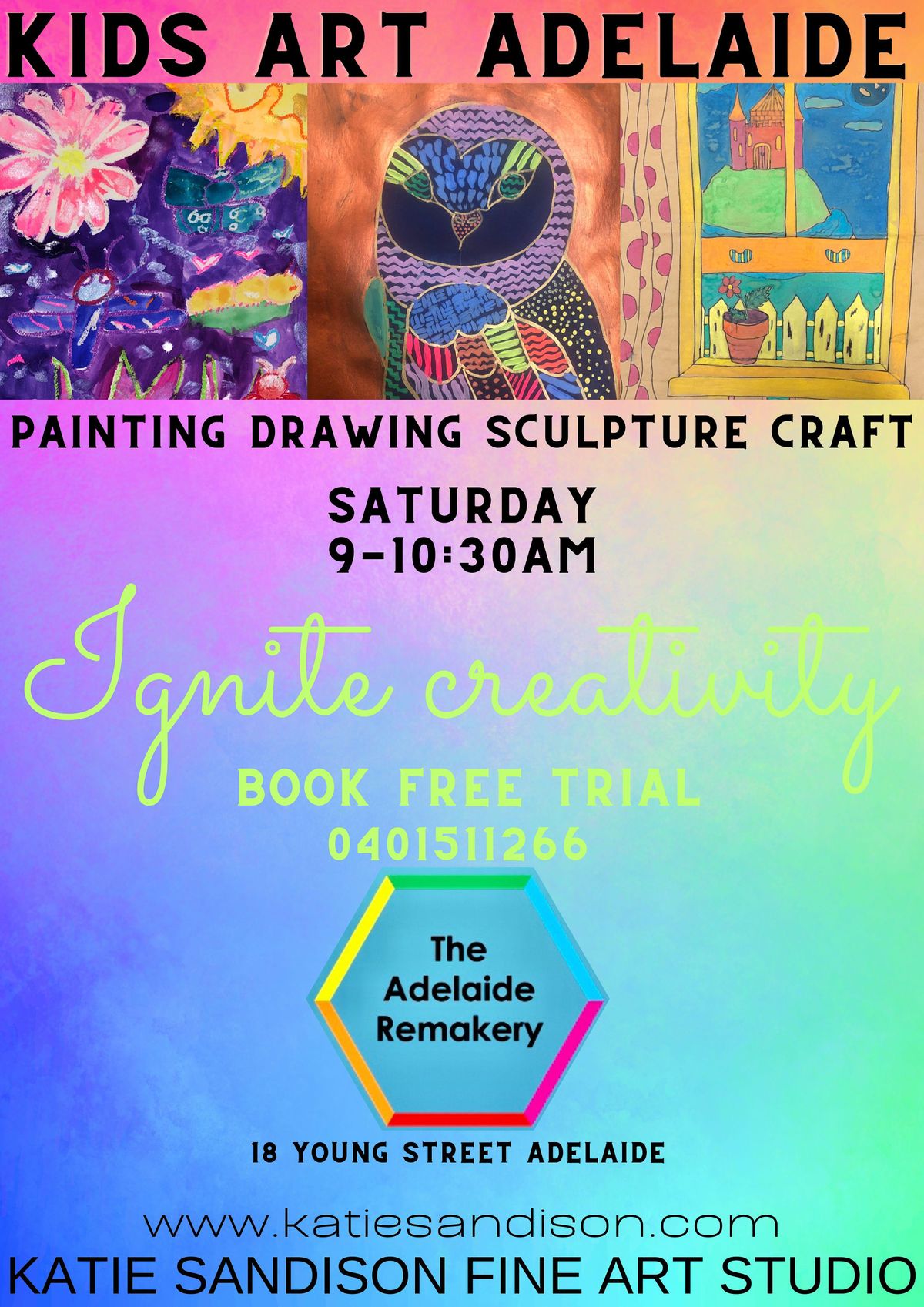 KIDS ART ADELAIDE term 2PaintingDrawing Sat /Mon., The Adelaide