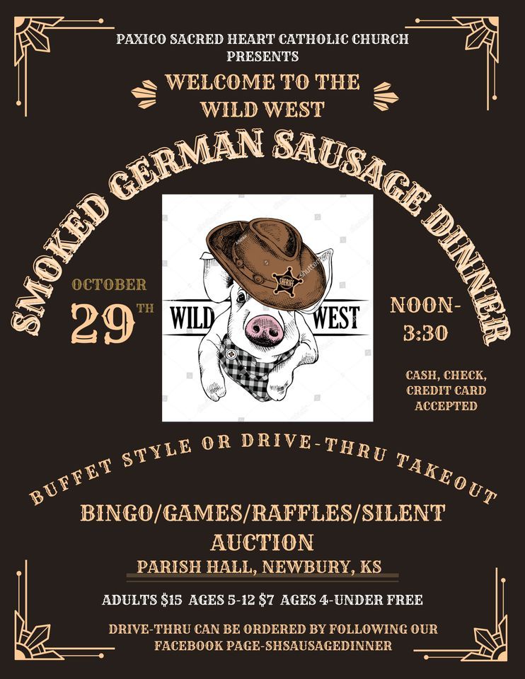 Paxico Sacred Heart German Sausage Dinner, Sacred Heart Church Paxico