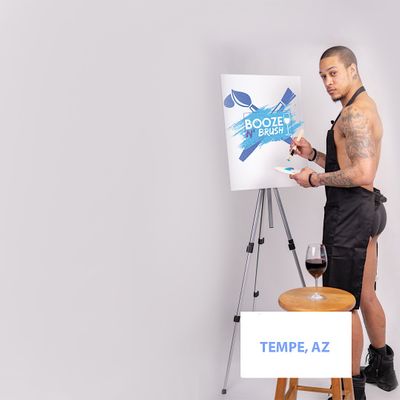 Booze N Brush Next to Naked Sip n Paint Tempe, AZ - Male Model Painting