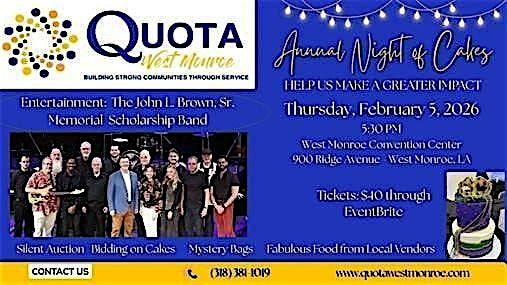 Quota West Monroe Night of Cakes, 5 February | Event in West Monroe | AllEvents