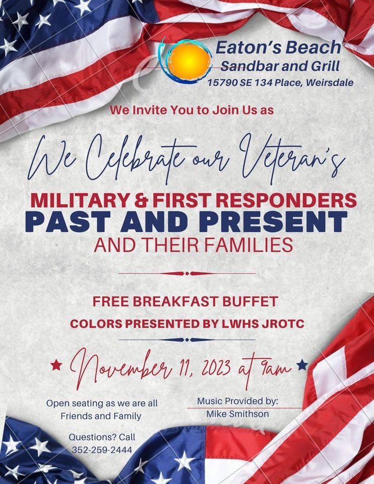 Veterans Day Breakfast, Eaton's Beach Sandbar & Grill, Weirsdale