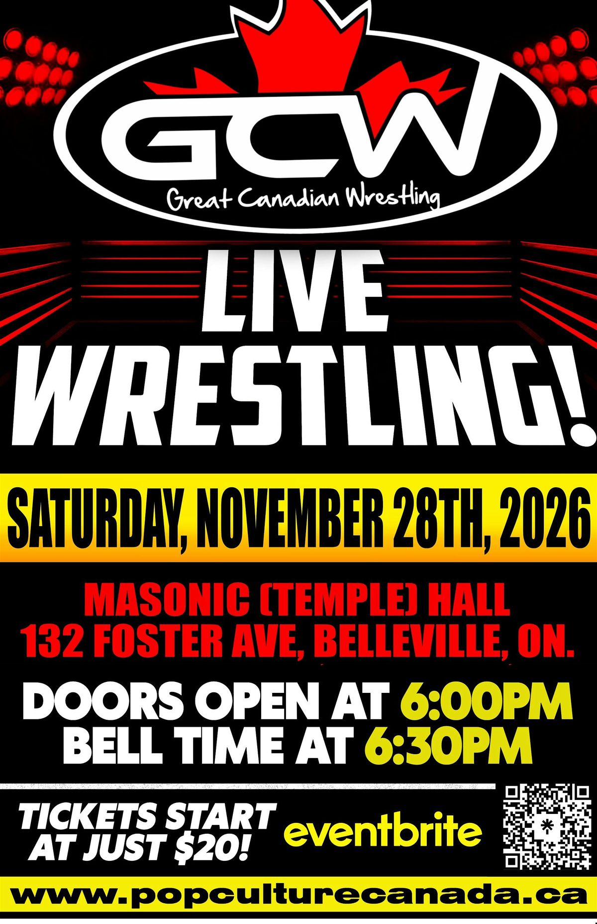 GCW BELLEVILLE : NOVEMBER 28TH - GREAT CANADIAN WRESTLING