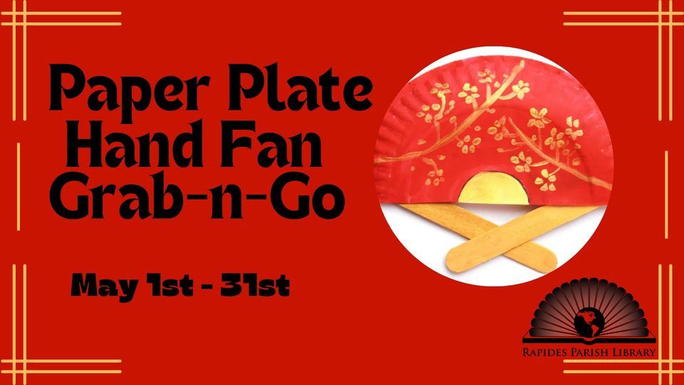 Paper Plate Hand Fan GrabnGo Craft, Rapides Parish Library, Johnson