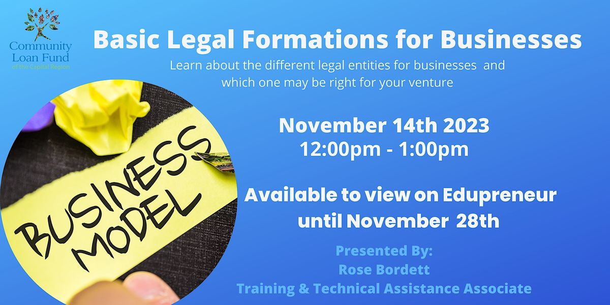 Basic Legal Formations For Small Businesses, November 14 2023 | Online ...