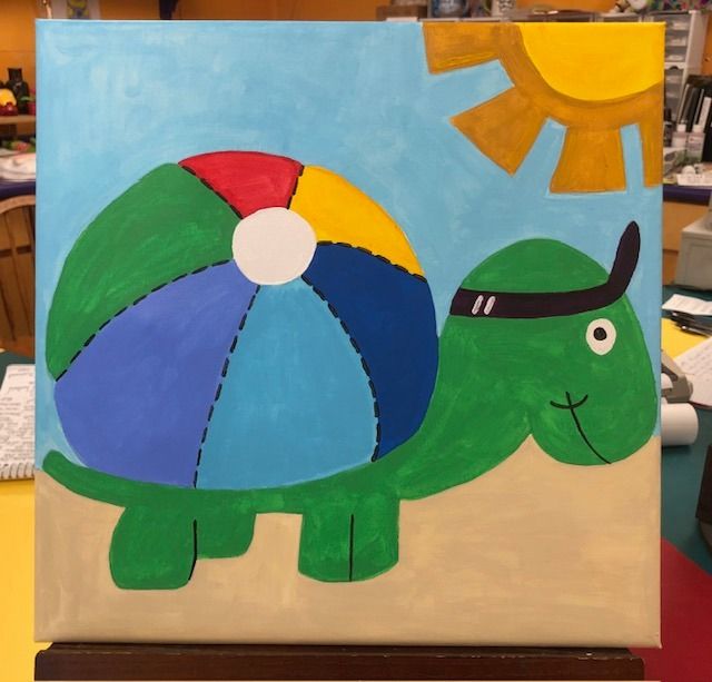 Saturday Session Beach Ball Turtle Canvas, Color Clay Cafe
