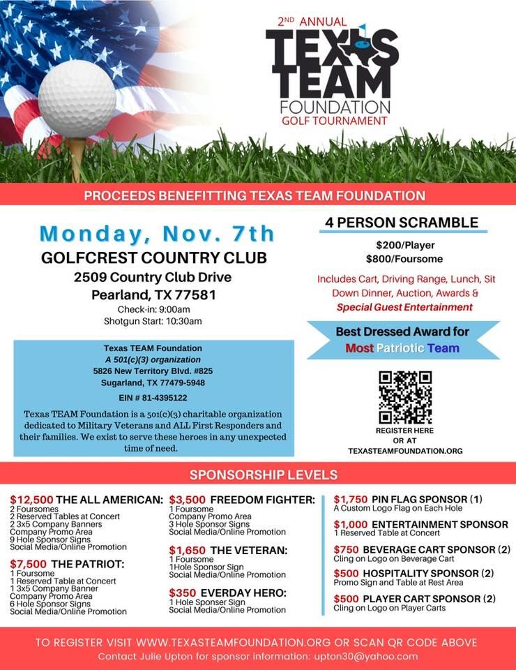Texas TEAM Foundation 2nd Annual Golf Tournament, Golfcrest Country