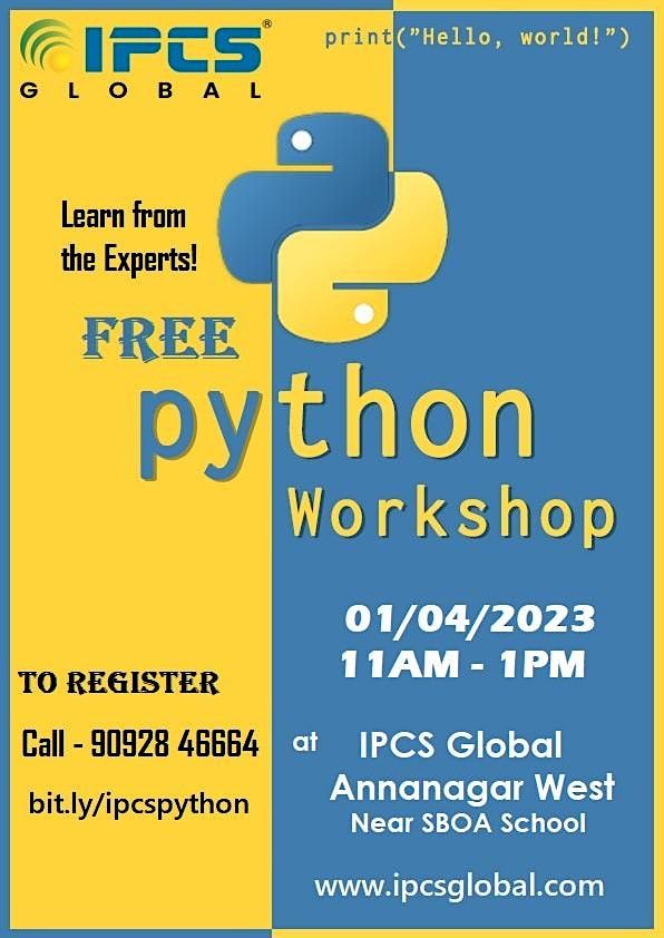 Free Python Workshop in Chennai, IPCS Automation, Chennai, 1 April 2023 ...