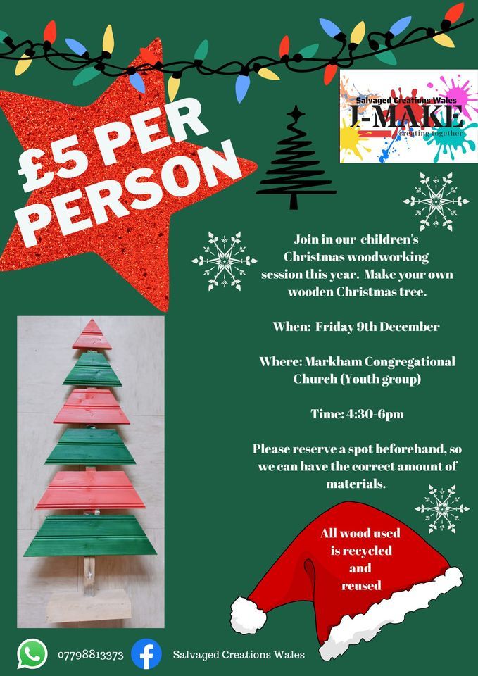 Christmas tree woodcraft activity, Markham Congreational church