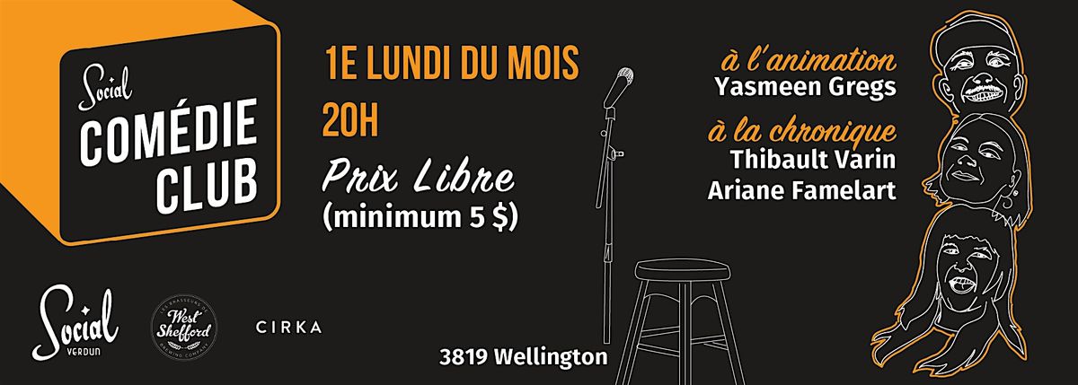Show d'humour au Social Comédie Club de Verdun - Lundi 1 décembre, 1 December | Event in Montréal | AllEvents