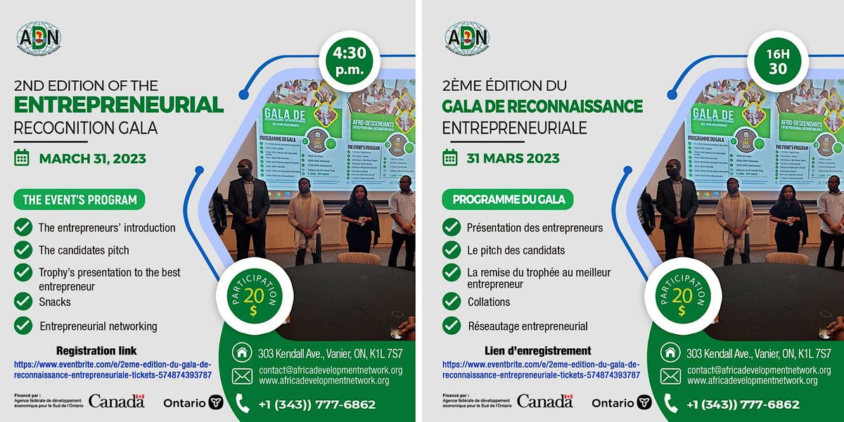 2ème Édition du Gala de reconnaissance entrepreneuriale, 31 March | Event in Ottawa | AllEvents.in