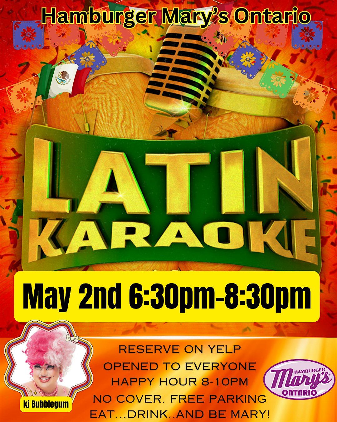 Latin Karaoke ! Hosted by Bubblegum, Hamburger Mary's Ontario, 2 May 2024 AllEvents.in