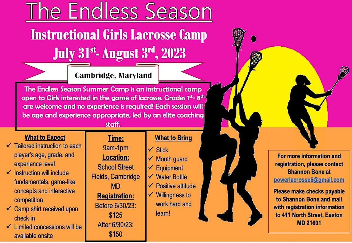 Endless Season Instructional Girls Lacrosse Camp, Cambridge, School