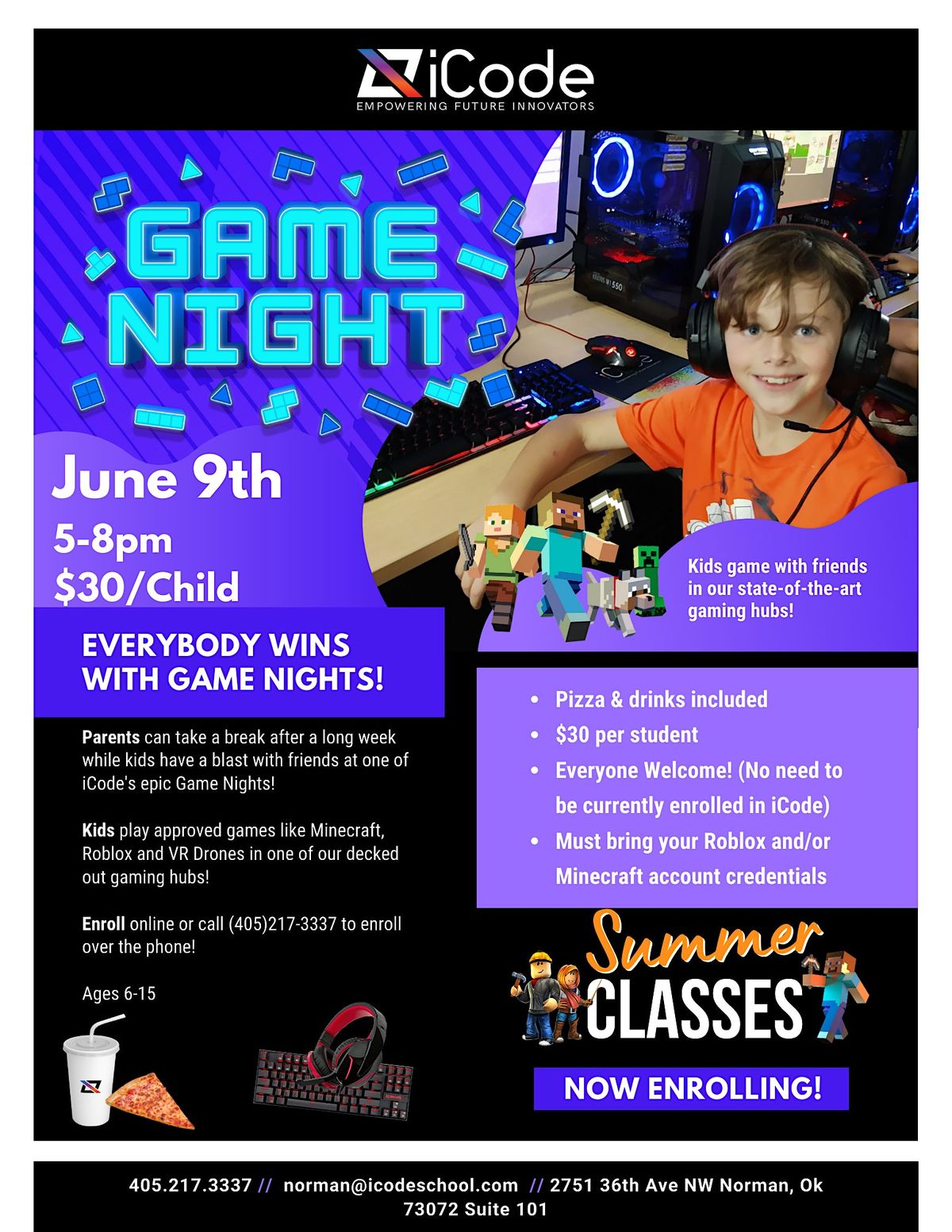 iCode Norman Game Night, 2751 36th Ave NW, Norman, 9 June 2023 ...