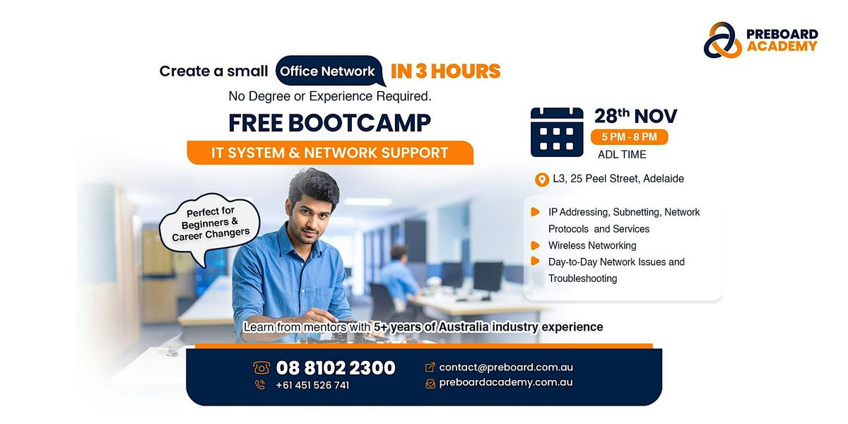 Free Bootcamp | IT System and Network Support, 28 November | Event in Adelaide | AllEvents