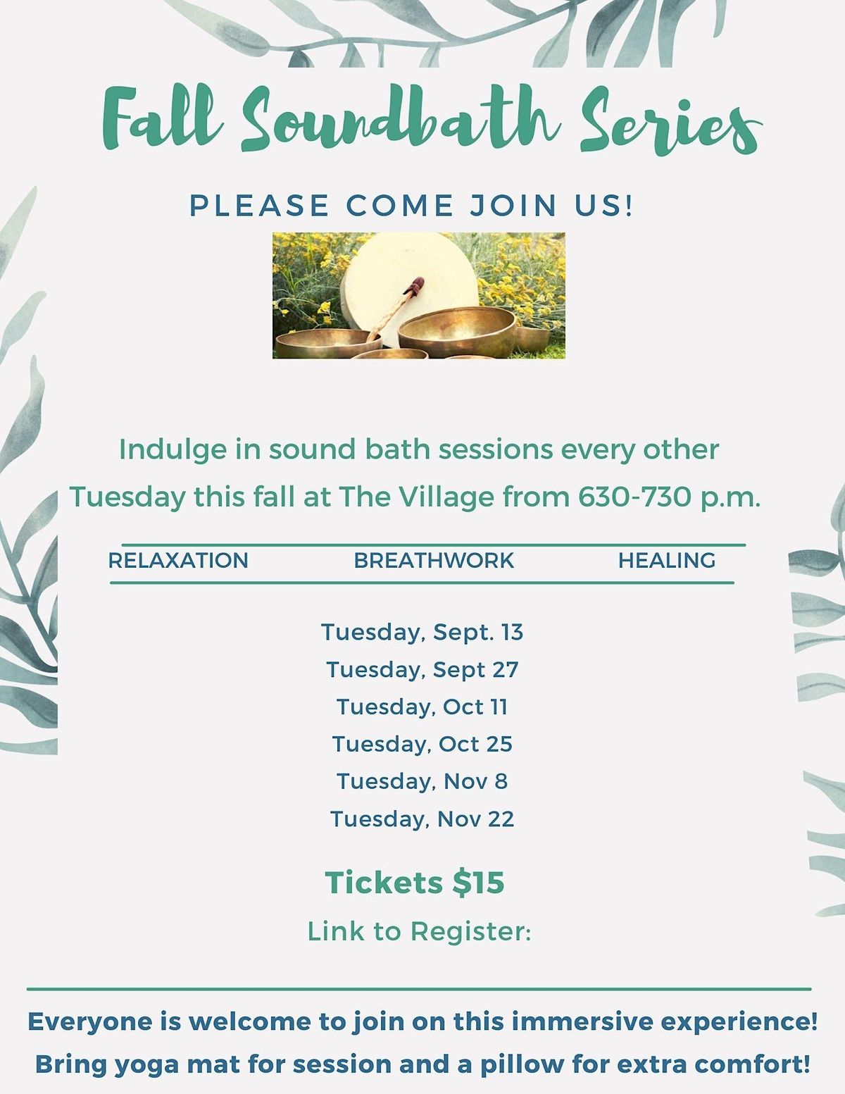 Fall Sound Bath Series, The Village Worcester, September 13 to November ...