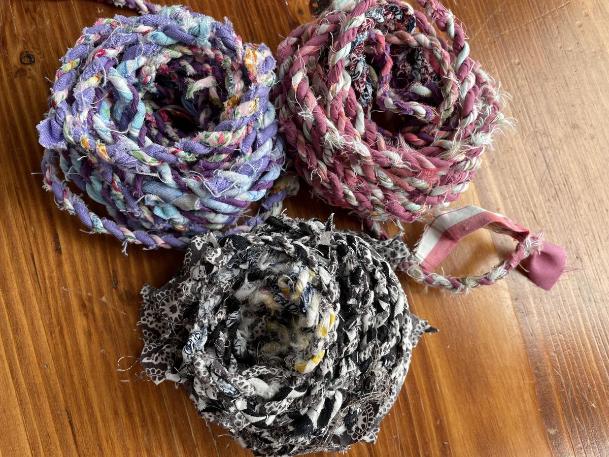 Twist it! With bubbles Twine made from Fabric Scraps or old Clothing