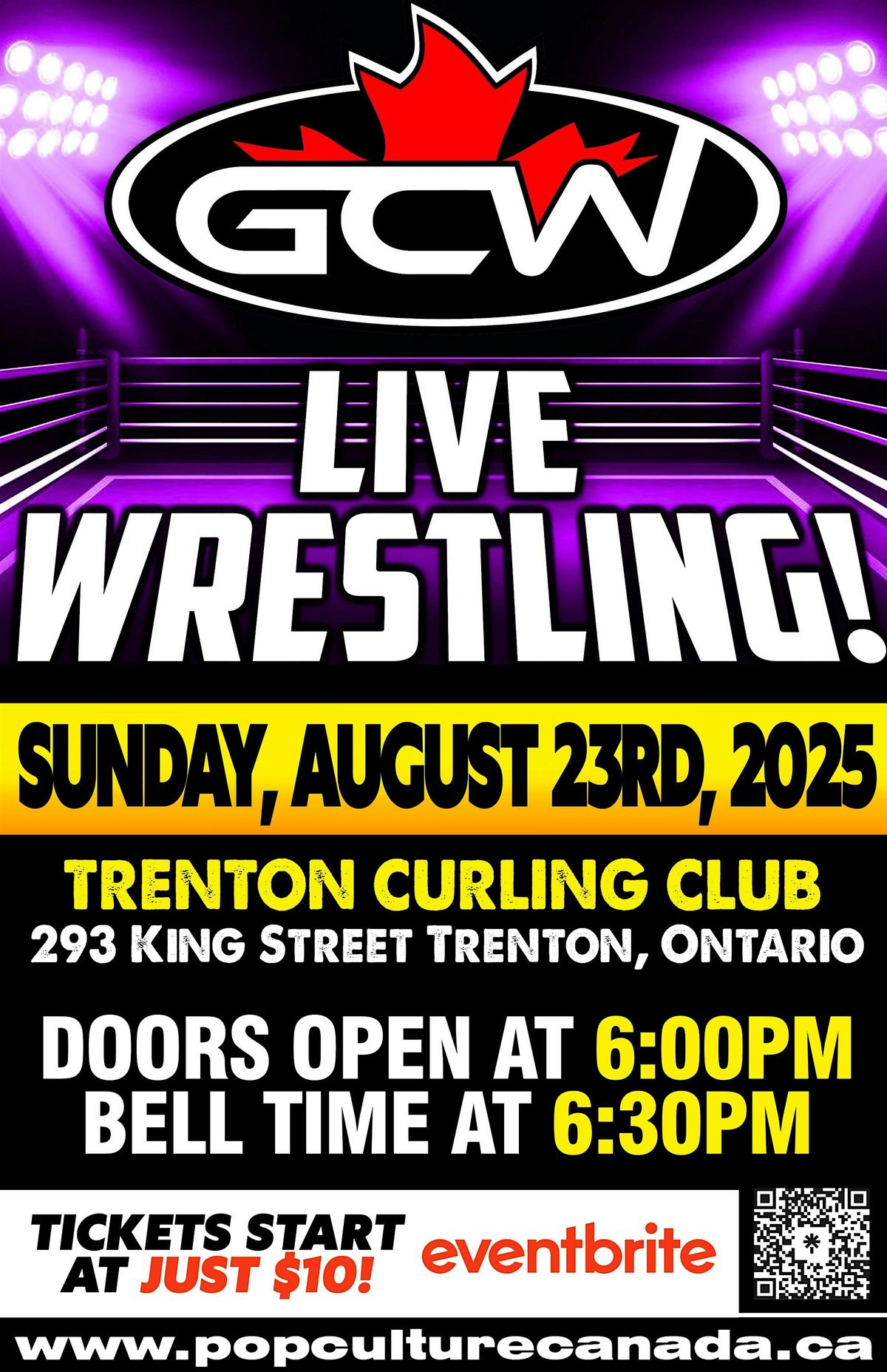 GCW : TRENTON : AUGUST 23RD 2025  : LIVE WRESTLING, 23 August | Event in Quinte West | AllEvents