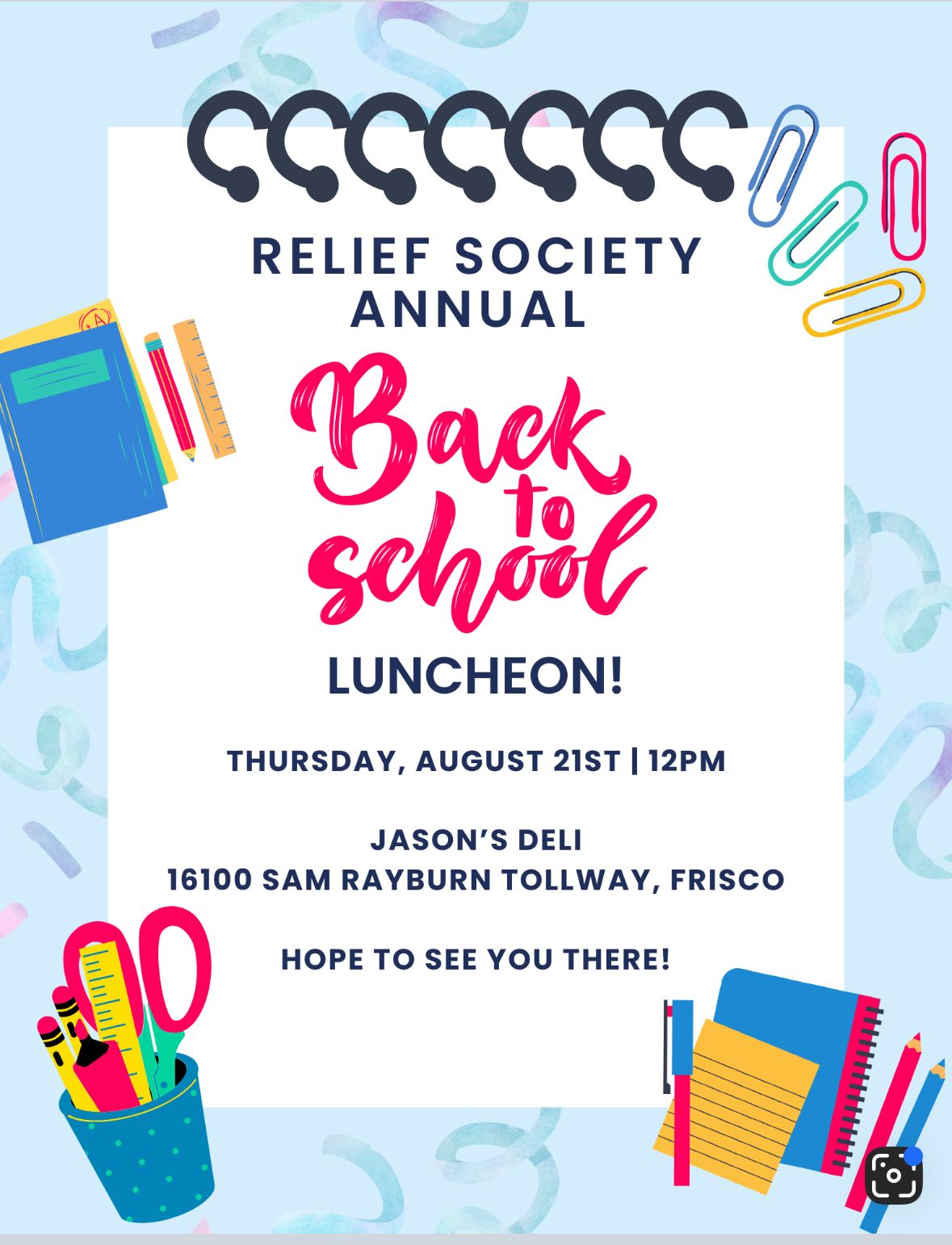 Frisco 5th Relief Society Lunch Meetup | Event in Frisco | AllEvents