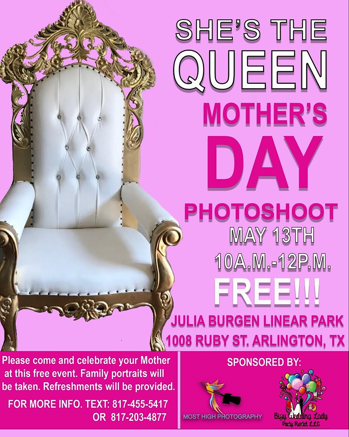 She’s the Queen Mother’s Day Photo Shoot, Julia Burgen Linear Park