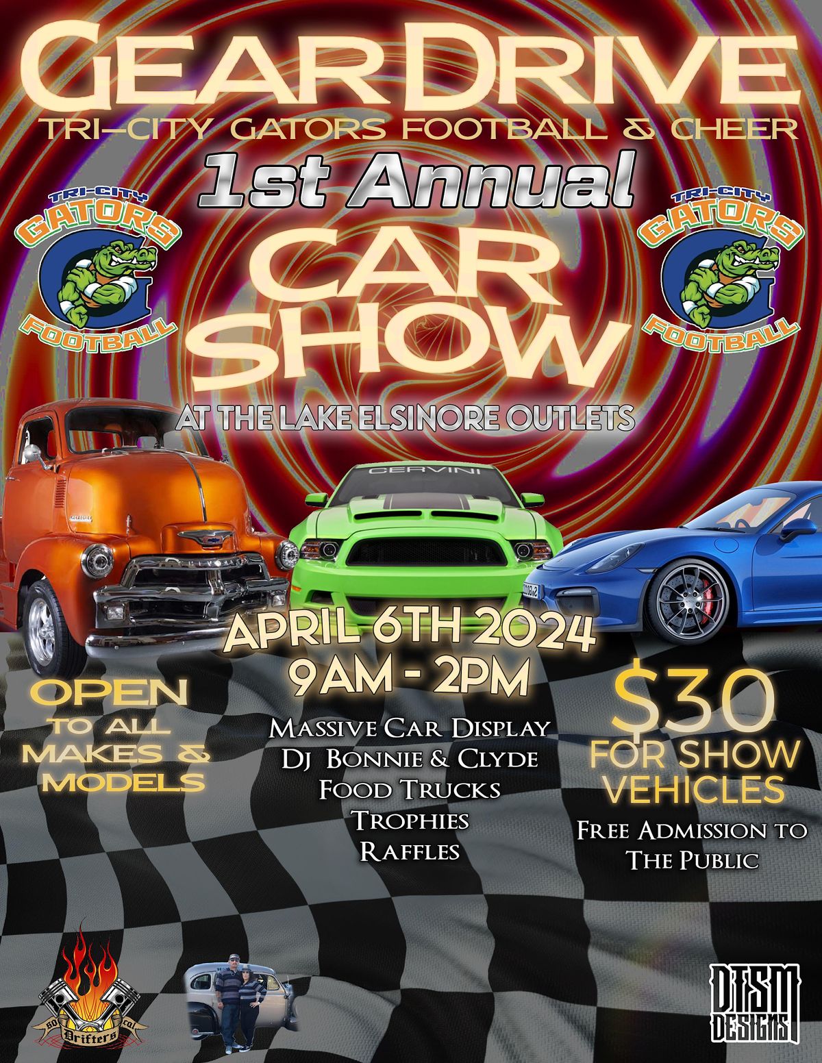 The TriCity Gators Football and Cheer 1st Annual "GEAR DRIVE" Car Show