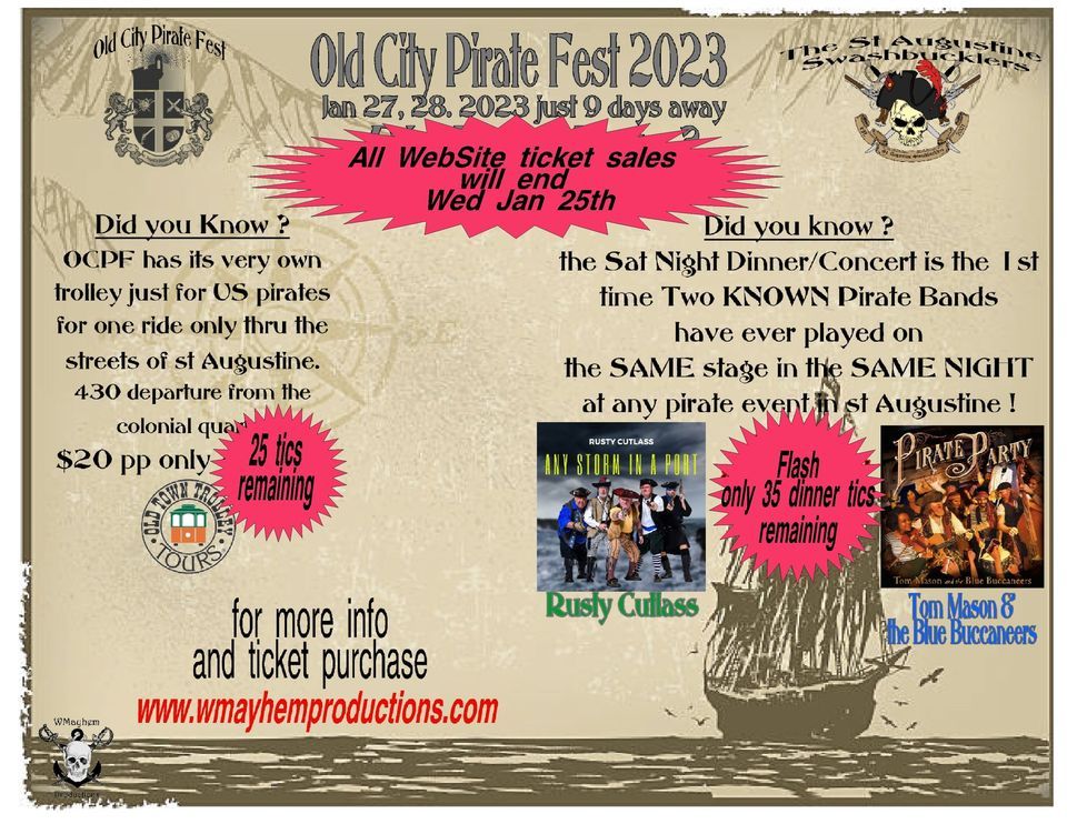 Old City Pirate Fest 2023, Colonial Quarter, Augustine, January 27 to
