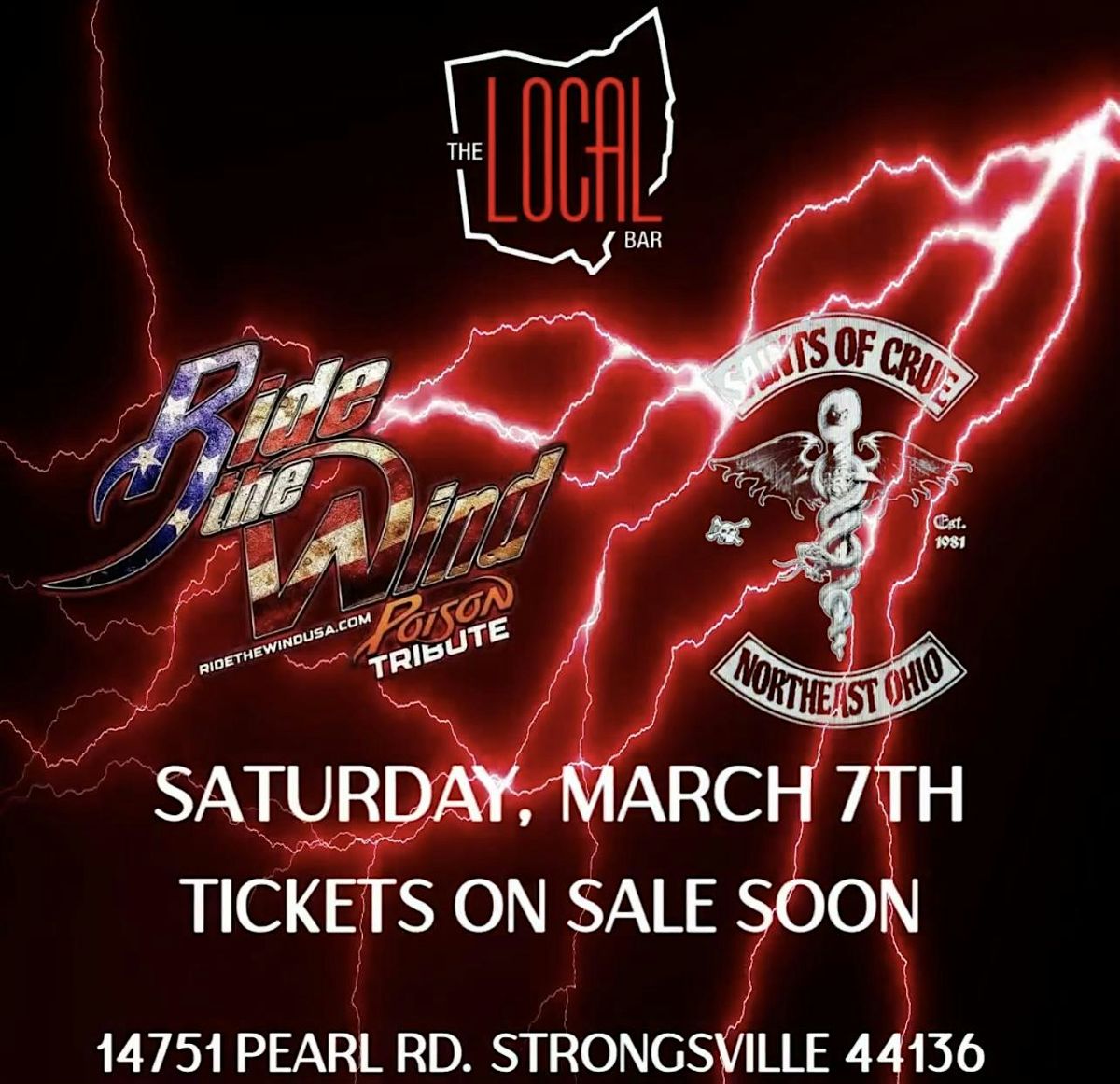 SAINTS OF CRUE MOTLEY CRUE TRIBUTE & RIDE THE WIND POISON TRIBUTE @ LOCAL, 7 March | Event in Strongsville