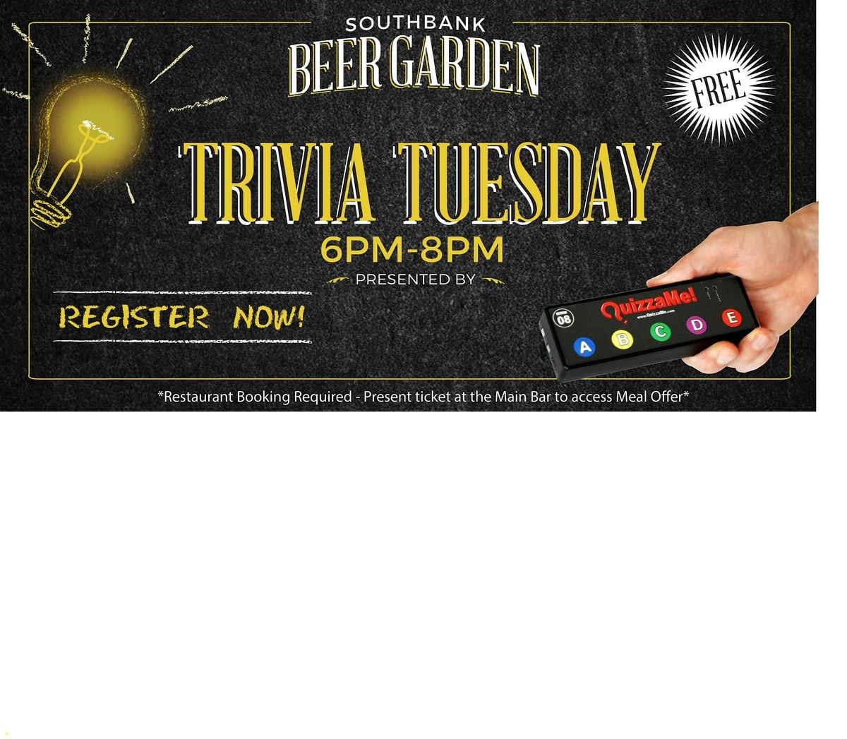 Southbank Beer Garden Trivia Tuesday, 30ba Stanley St Plaza, South