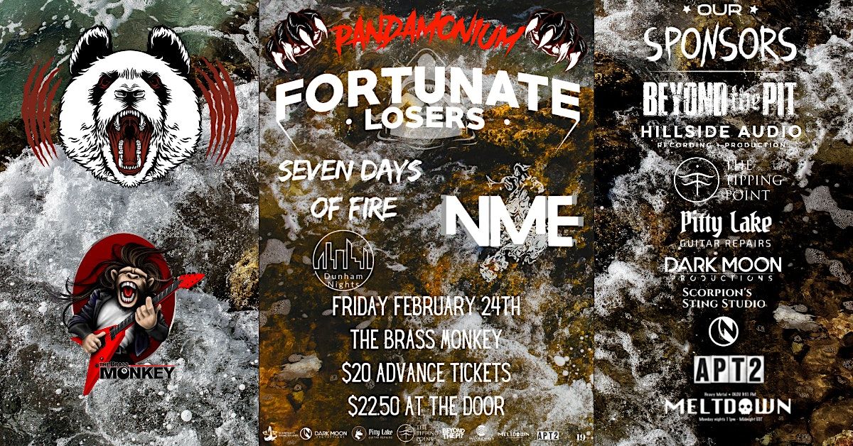 Fortunate Losers W Seven Days Of Fire Not My Enemy Dunham Nights Brass Brass Monkey Ottawa February 24 23 Allevents In