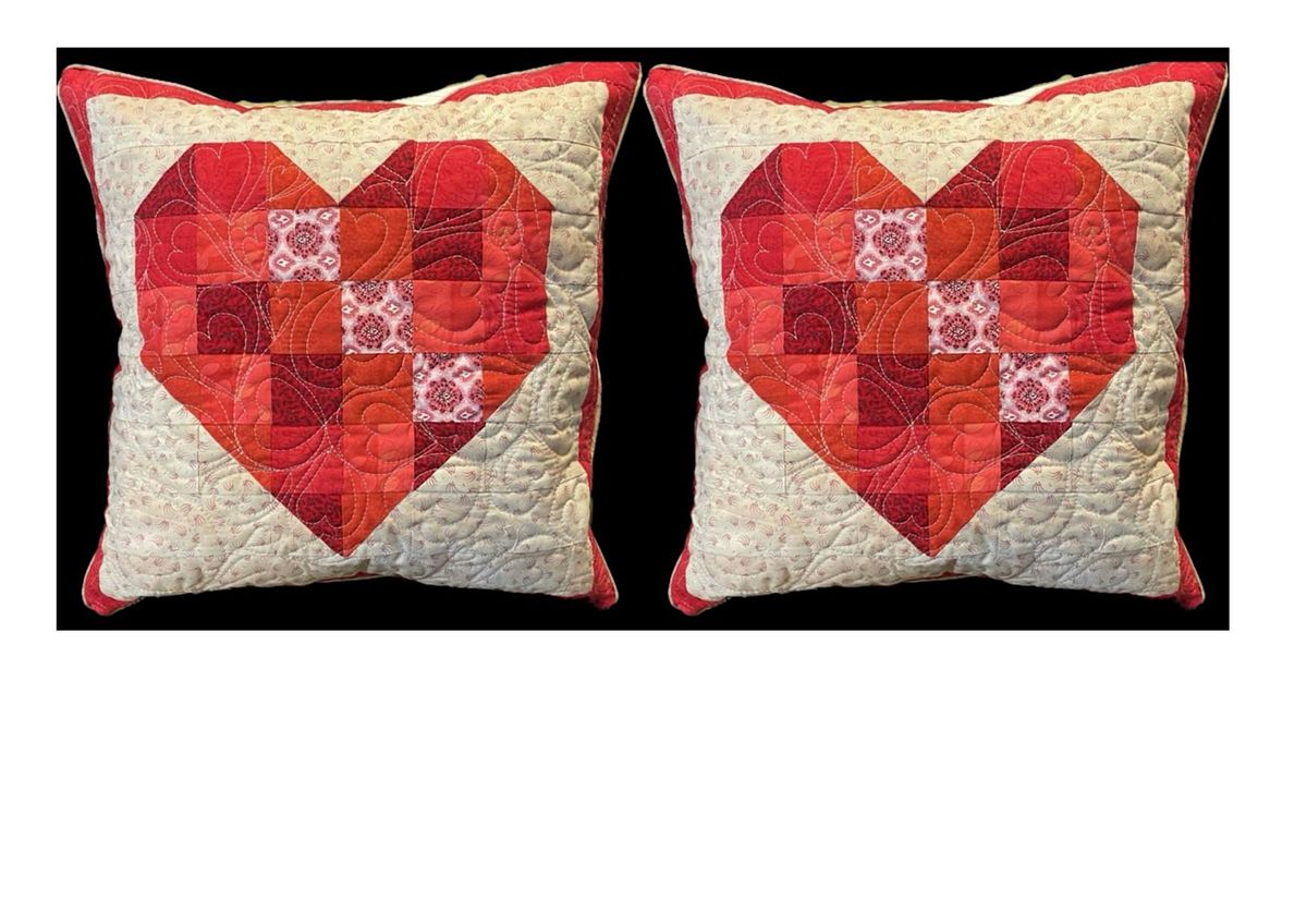 Heart Patchwork Cushion, Blue House Fabrics, Ystradgynlais, February 3