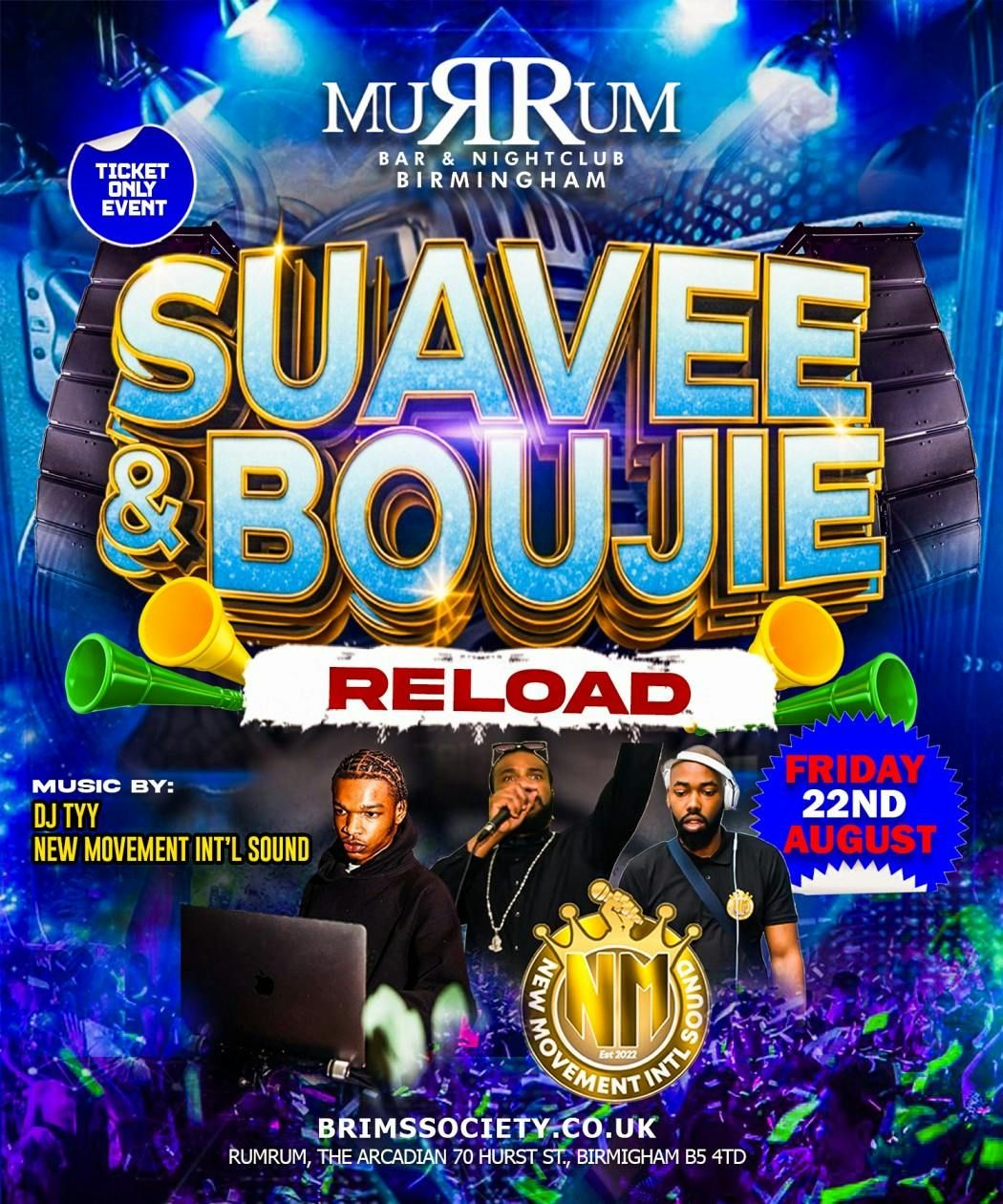 ✨💎 SUAVEE &amp; BOUJIE – RELOAD 💎✨, 22 August | Event in Birmingham | AllEvents