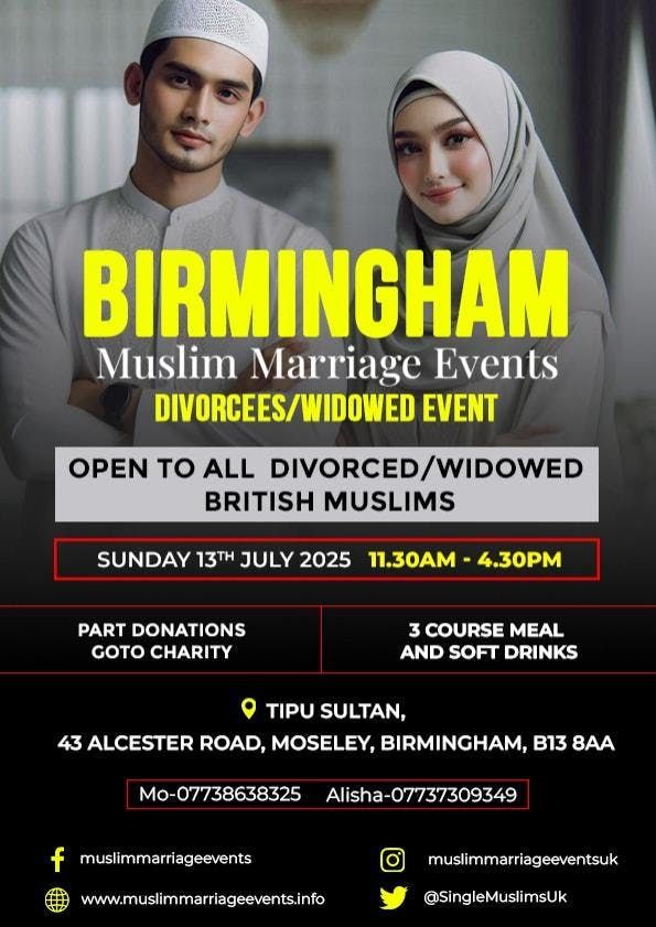 Muslim Marriage Event Birmingham - 2 Age Groups, 13 July | Event in Birmingham | AllEvents