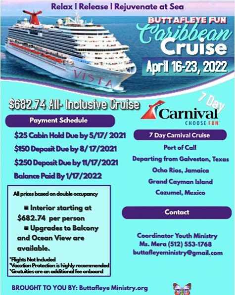 Caribbean Fun Cruise Spiritual Rejuvenation 2022 Carnival Cruises Port Galveston April 16 To April 23 Allevents In Events And Carnivals Brazoria County 2022