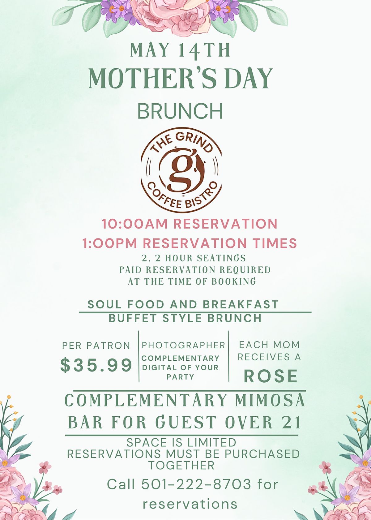 Mothers Day Brunch and Love, The Grind Coffee Bistro (in the corner