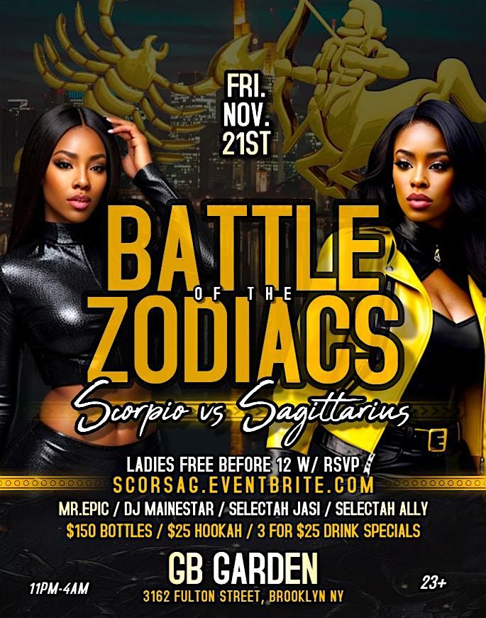 BATTLE OF THE ZODIACS: Scorpios vs Sagittarius, 21 November | Event in Brooklyn | AllEvents