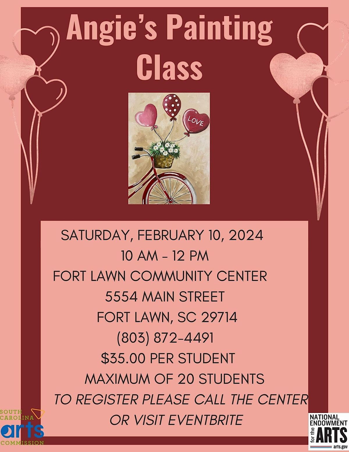 Angies Painting Class, Fort Lawn Community Center, February 10 2024
