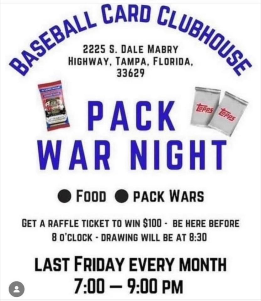 Pack Wars! , Baseball Card Clubhouse, Tampa, August 25 2023 AllEvents.in