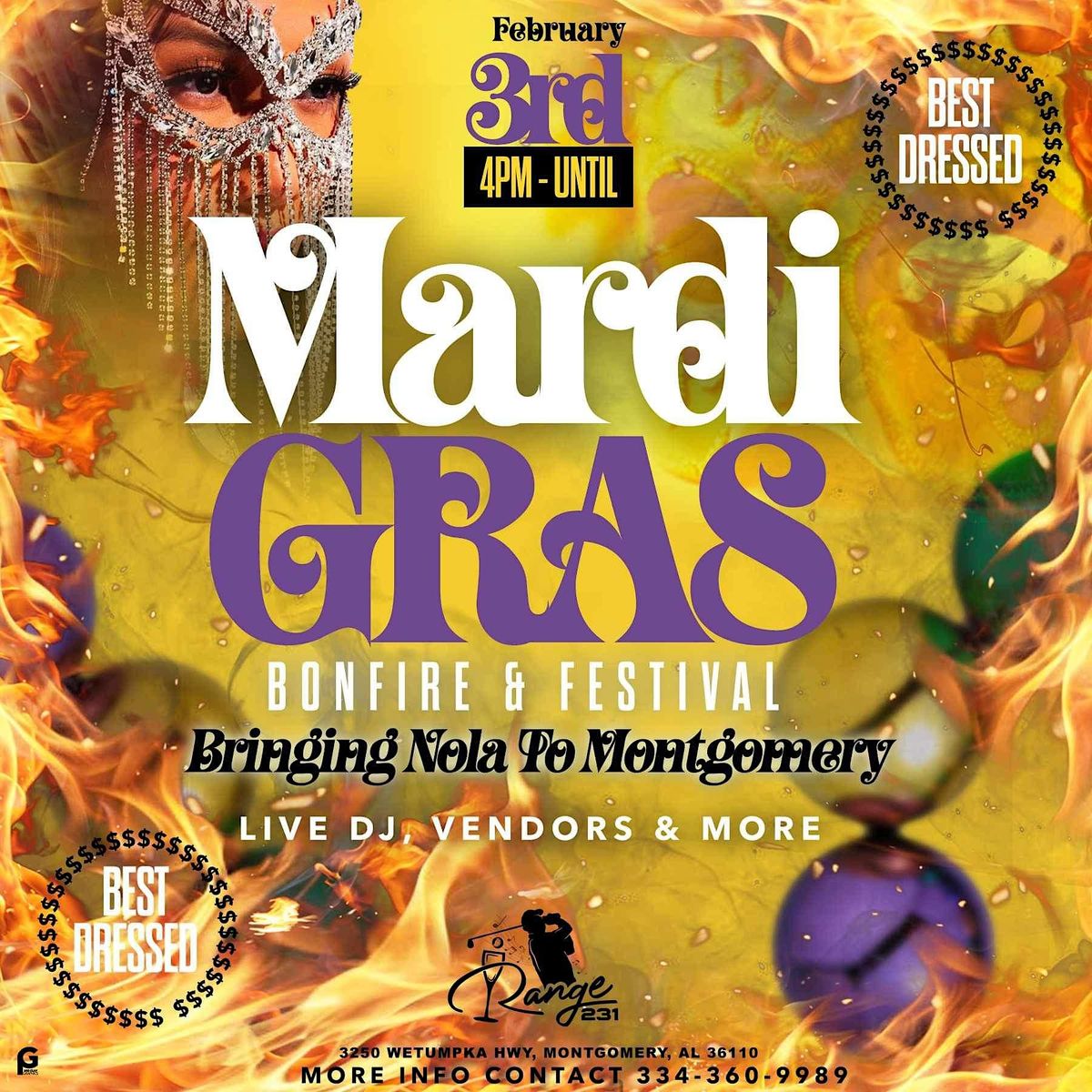 MONTGOMERY Mardi Gras (BONFIRE), RANGE 231, Montgomery, 3 February to 4